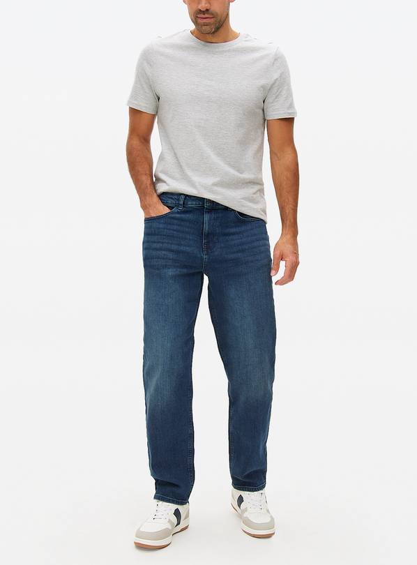 Dark Denim Relaxed Straight Leg Jeans 38S